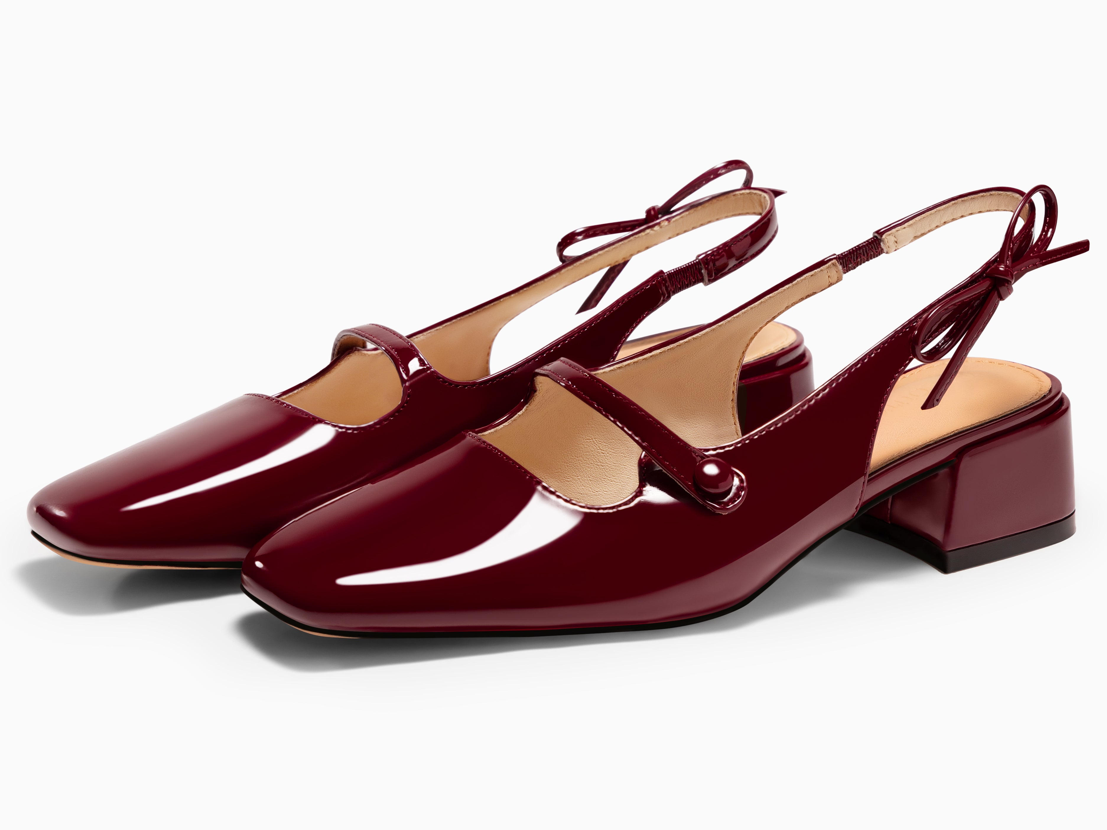 Coutgo Womens Wine Red Mary Jane Shoes