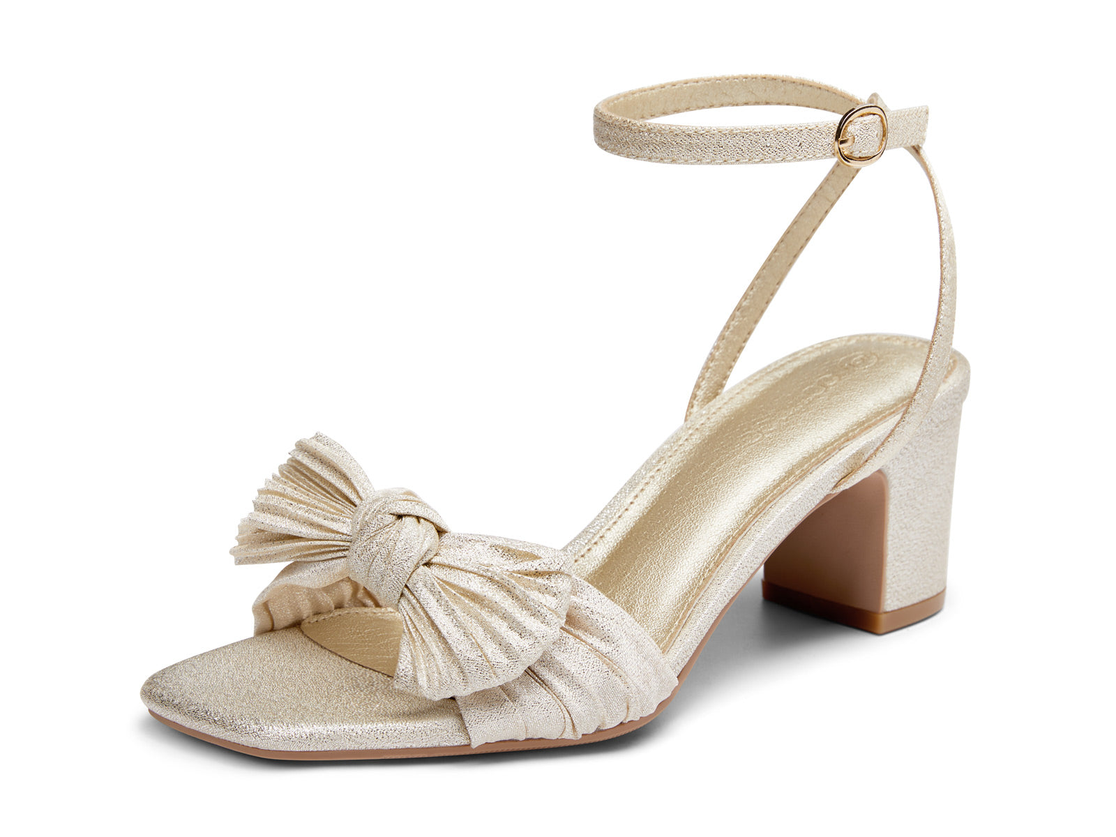 Coutgo Womens Champagne Pleated Bow Sandals