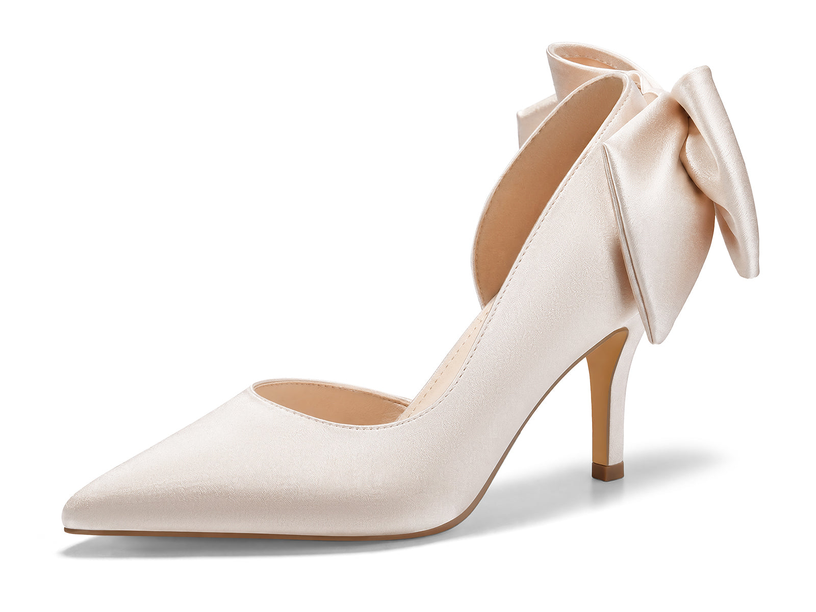 Coutgo Womens Champagne Gold Bow Stiletto High Heels