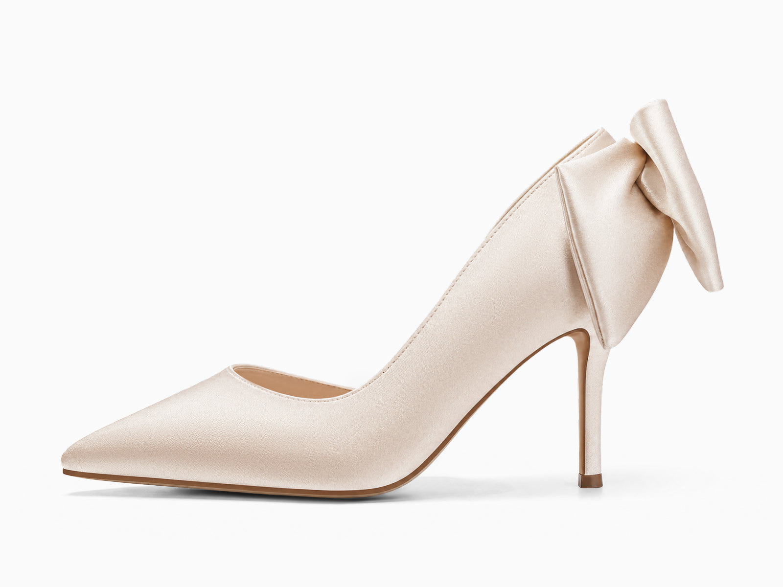 Coutgo Womens Champagne Gold Bow Stiletto High Heels