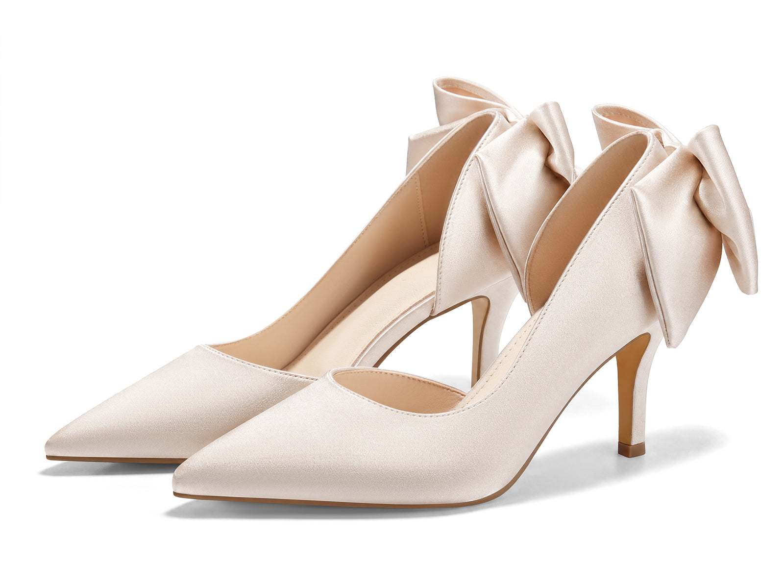 Coutgo Womens Champagne Gold Bow Stiletto High Heels