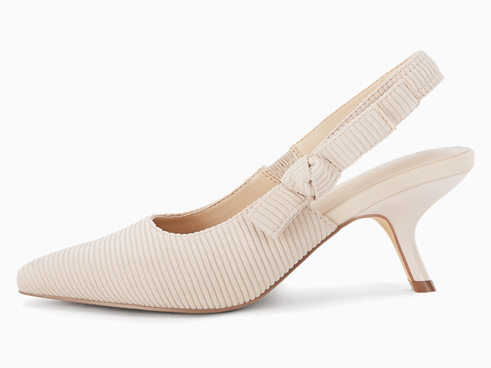 Coutgo Womens Beige Slingback Kitten Heels