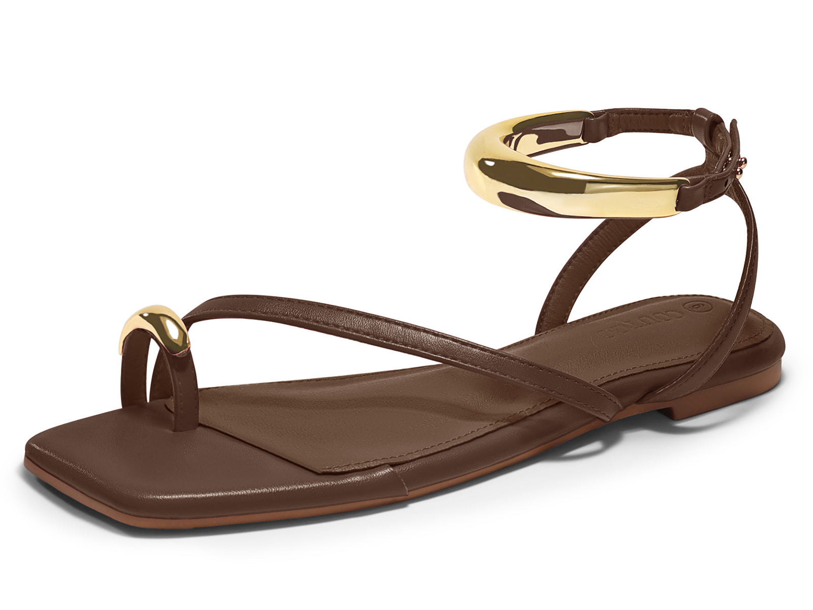 Coutgo Womens Coffee Strappy Flat Sandals