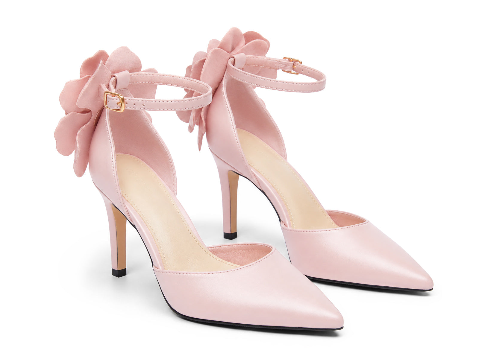 Coutgo Women's Pink Closed Pointed Toe Heels