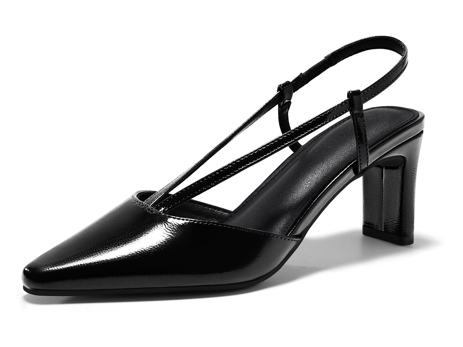 Coutgo Womens Black Low Chunky Heels