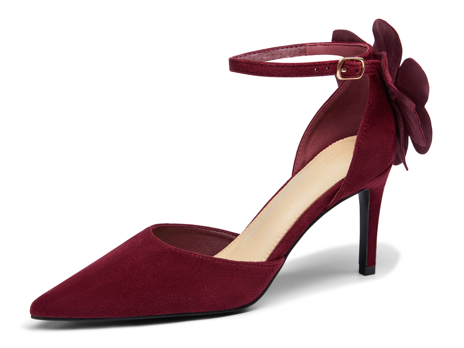 Coutgo Women's  Burgundy Closed Pointed Toe Heels