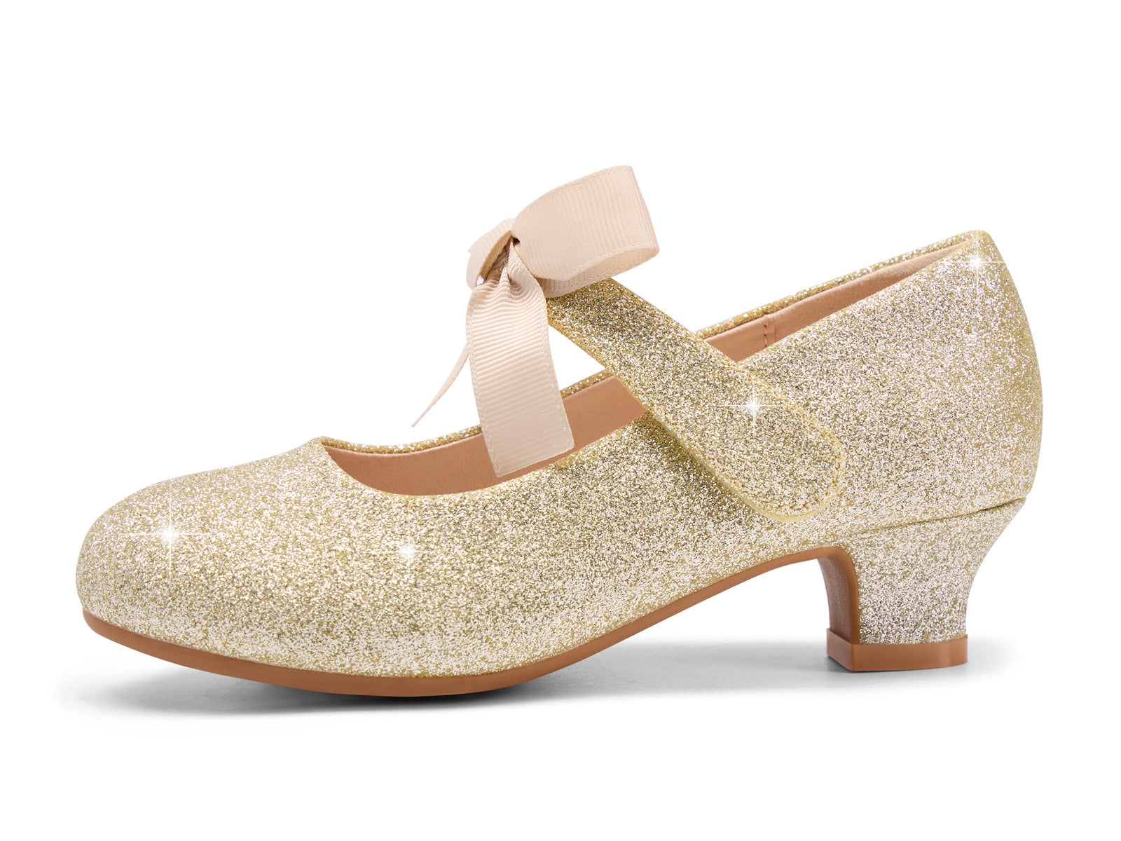 Coutgo Girls Gold Mary Jane Dress Shoes