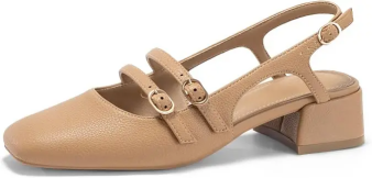 Coutgo Womens Camel Mary Jane Heels