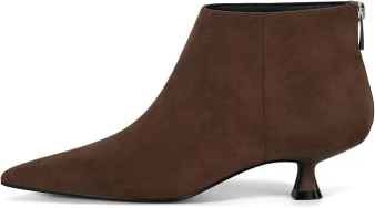 Coutgo Women Coffee Suede Pointed Ankle Booties