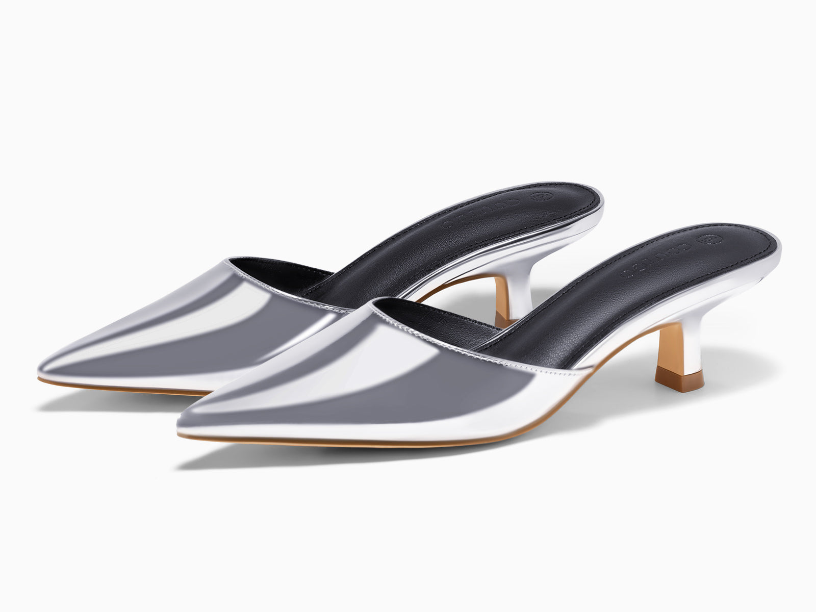Coutgo Womens Silver Kitten Heels